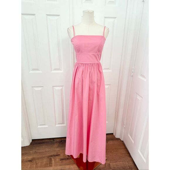 Susana Monaco Knockout Pink Sleeveless Poplin Open Back Maxi Dress Small NWT - Picture 1 of 5